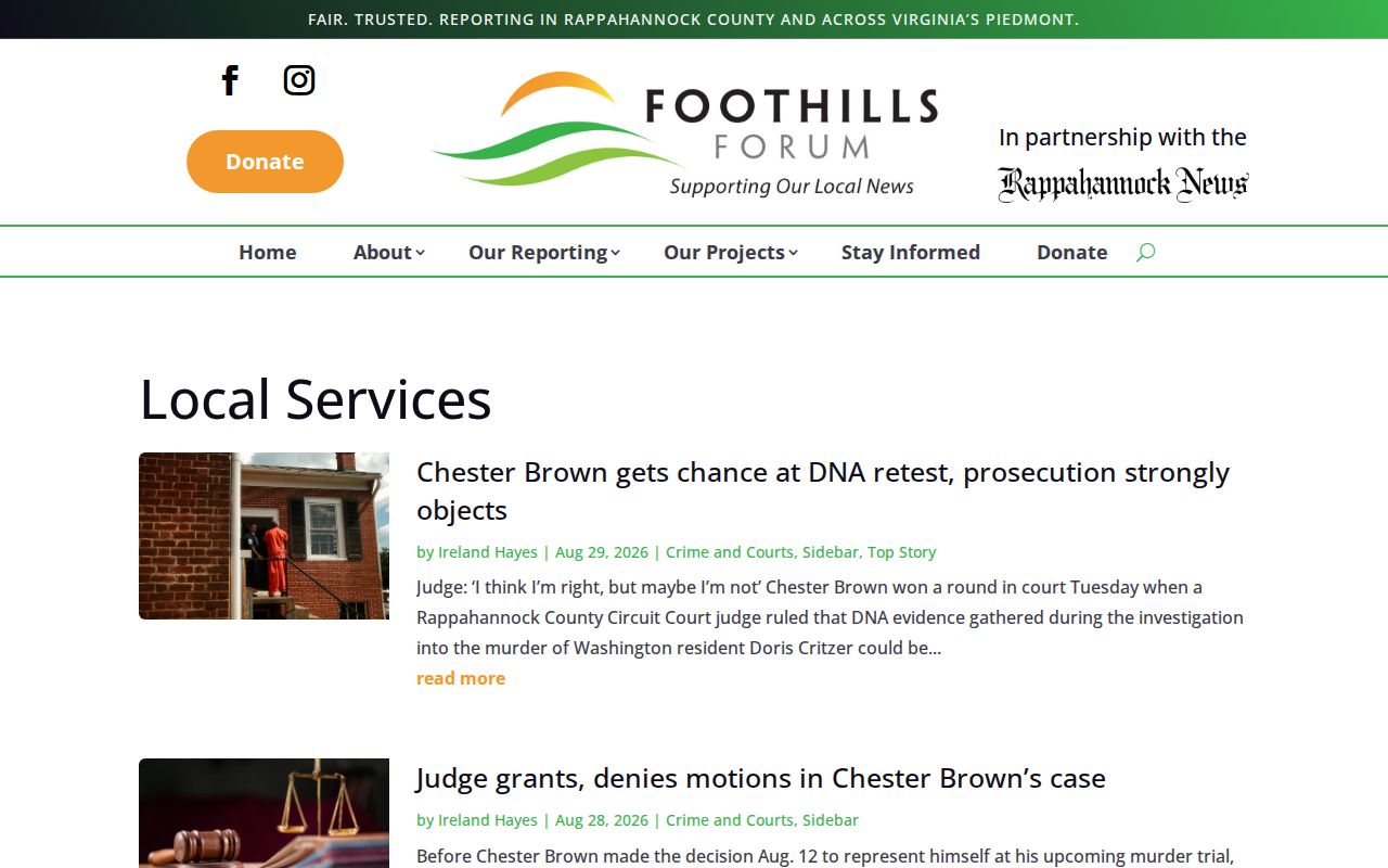 Rappahannock County crime news and court-record reporting source at Foothills Forum